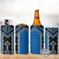 Blue Niho Taniwha Mix Poutama 4 in 1 Can Cooler Tumbler Unique Taniko Aotearoa LT01 - Polynesian Pride