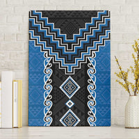 Blue Niho Taniwha Mix Poutama Canvas Wall Art Unique Taniko Aotearoa LT01 Without Frame Blue - Polynesian Pride