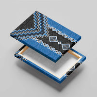 Blue Niho Taniwha Mix Poutama Canvas Wall Art Unique Taniko Aotearoa LT01 - Polynesian Pride