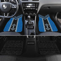 Blue Niho Taniwha Mix Poutama Car Mats Unique Taniko Aotearoa LT01 Set 4pcs Blue - Polynesian Pride