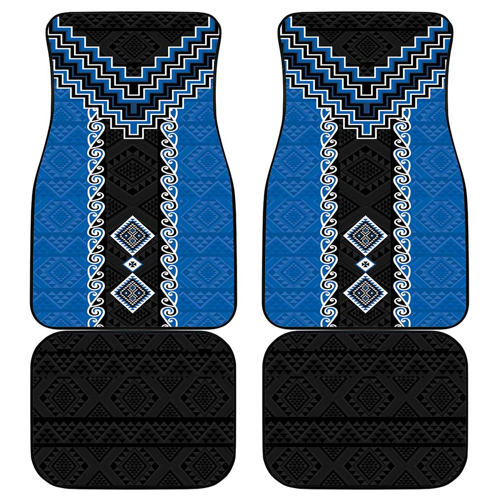 Blue Niho Taniwha Mix Poutama Car Mats Unique Taniko Aotearoa LT01 - Polynesian Pride
