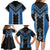 Blue Niho Taniwha Mix Poutama Family Matching Long Sleeve Bodycon Dress and Hawaiian Shirt Unique Taniko Aotearoa