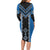 Blue Niho Taniwha Mix Poutama Family Matching Long Sleeve Bodycon Dress and Hawaiian Shirt Unique Taniko Aotearoa