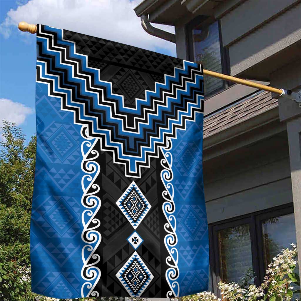 Blue Niho Taniwha Mix Poutama Garden Flag Unique Taniko Aotearoa LT01 - Polynesian Pride