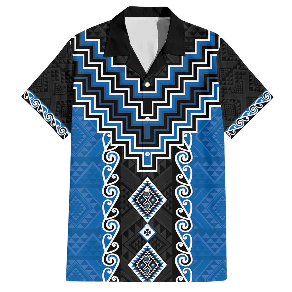 Blue Niho Taniwha Mix Poutama Hawaiian Shirt Unique Taniko Aotearoa LT01 Blue - Polynesian Pride