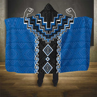 Blue Niho Taniwha Mix Poutama Hooded Blanket Unique Taniko Aotearoa LT01 - Polynesian Pride