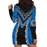 Blue Niho Taniwha Mix Poutama Hoodie Dress Unique Taniko Aotearoa LT01 - Polynesian Pride