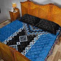Blue Niho Taniwha Mix Poutama Quilt Bed Set Unique Taniko Aotearoa LT01 - Polynesian Pride