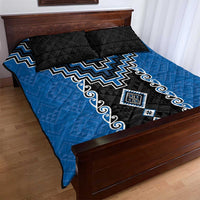 Blue Niho Taniwha Mix Poutama Quilt Bed Set Unique Taniko Aotearoa LT01 - Polynesian Pride