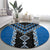 Blue Niho Taniwha Mix Poutama Round Carpet Unique Taniko Aotearoa