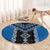 Blue Niho Taniwha Mix Poutama Round Carpet Unique Taniko Aotearoa