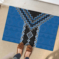 Blue Niho Taniwha Mix Poutama Rubber Doormat Unique Taniko Aotearoa LT01 - Polynesian Pride