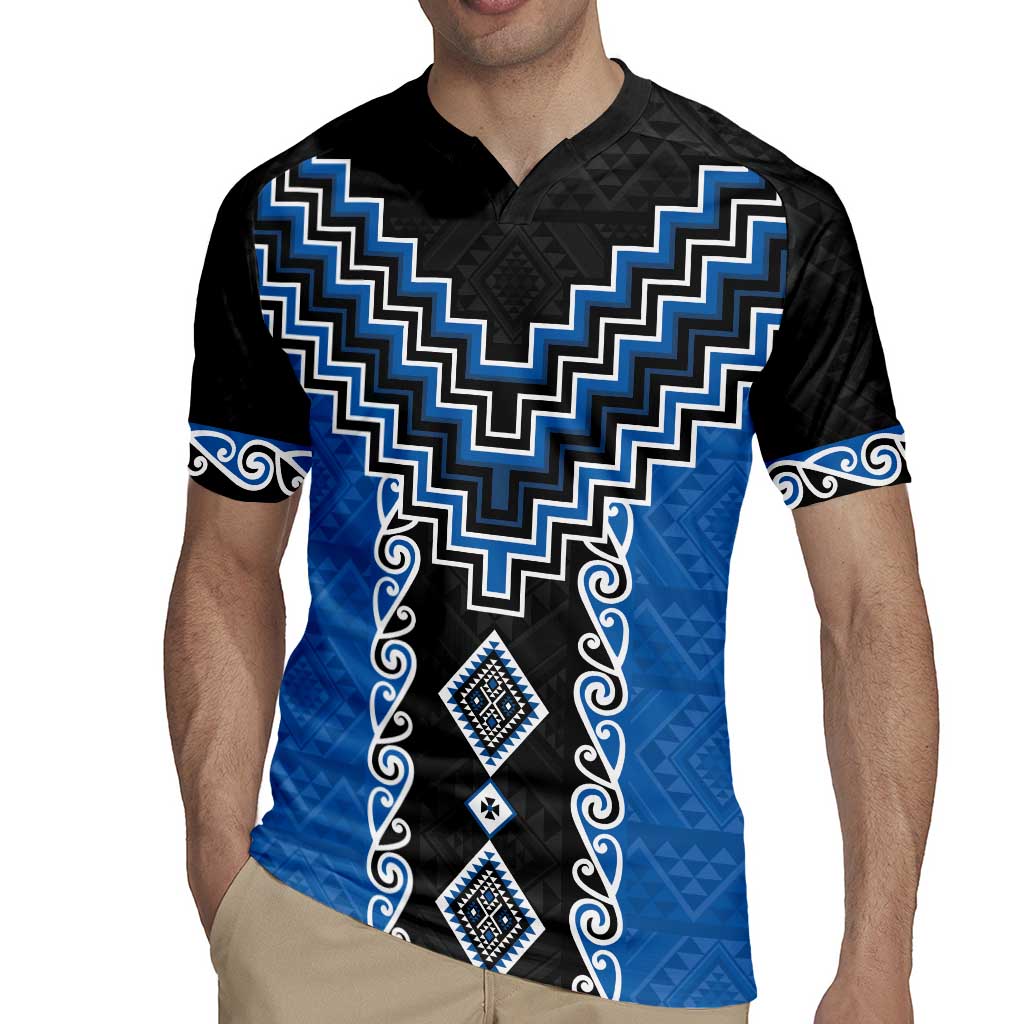 Blue Niho Taniwha Mix Poutama Rugby Jersey Unique Taniko Aotearoa LT01 - Polynesian Pride