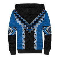 Blue Niho Taniwha Mix Poutama Sherpa Hoodie Unique Taniko Aotearoa LT01 - Polynesian Pride