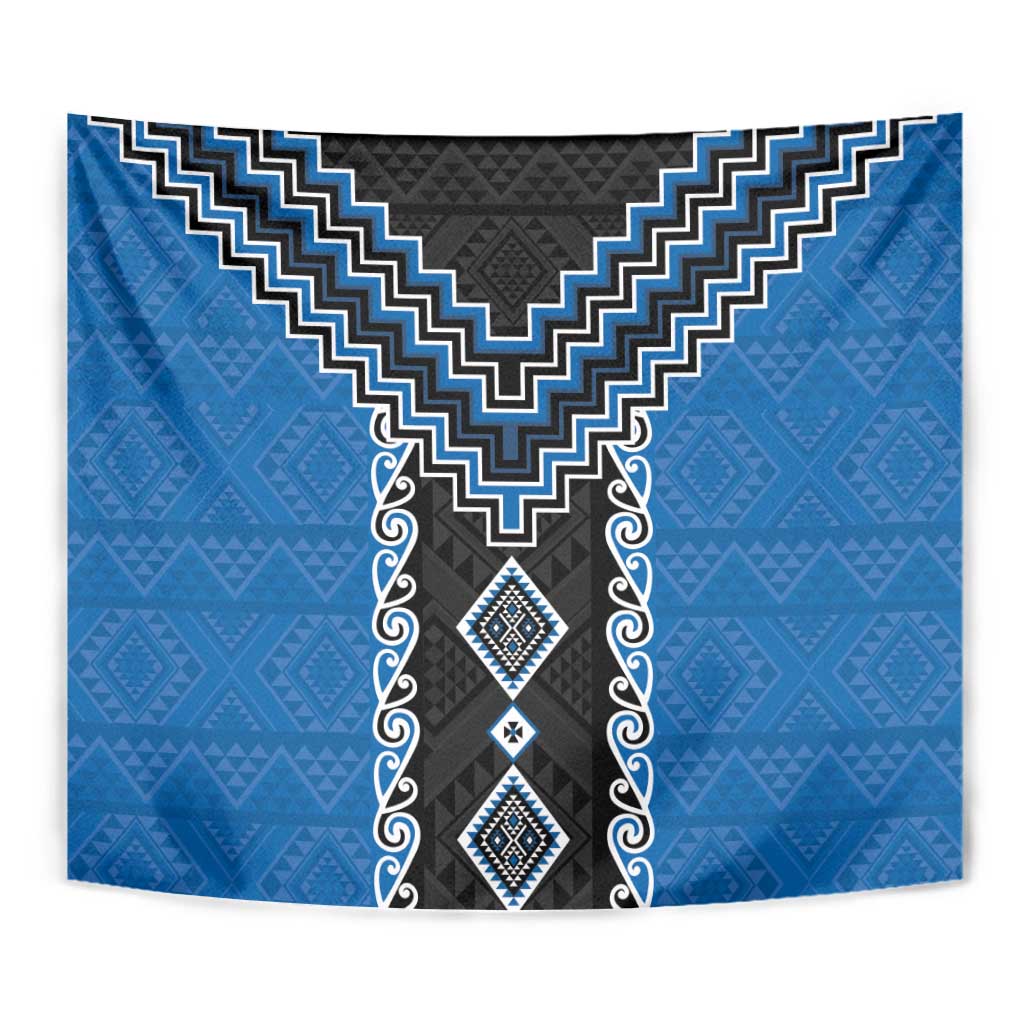 Blue Niho Taniwha Mix Poutama Tapestry Unique Taniko Aotearoa