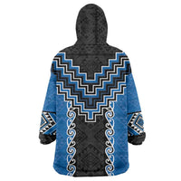 Blue Niho Taniwha Mix Poutama Wearable Blanket Hoodie Unique Taniko Aotearoa LT01 - Polynesian Pride