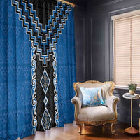 Blue Niho Taniwha Mix Poutama Window Curtain Unique Taniko Aotearoa LT01 - Polynesian Pride