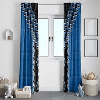 Blue Niho Taniwha Mix Poutama Window Curtain Unique Taniko Aotearoa LT01 - Polynesian Pride