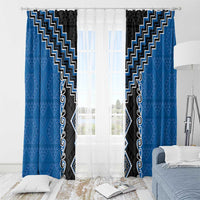Blue Niho Taniwha Mix Poutama Window Curtain Unique Taniko Aotearoa LT01 - Polynesian Pride
