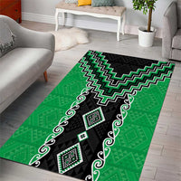 Green Niho Taniwha Mix Poutama Area Rug Unique Taniko Aotearoa