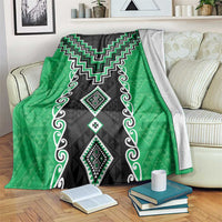 Green Niho Taniwha Mix Poutama Blanket Unique Taniko Aotearoa LT01 Green - Polynesian Pride