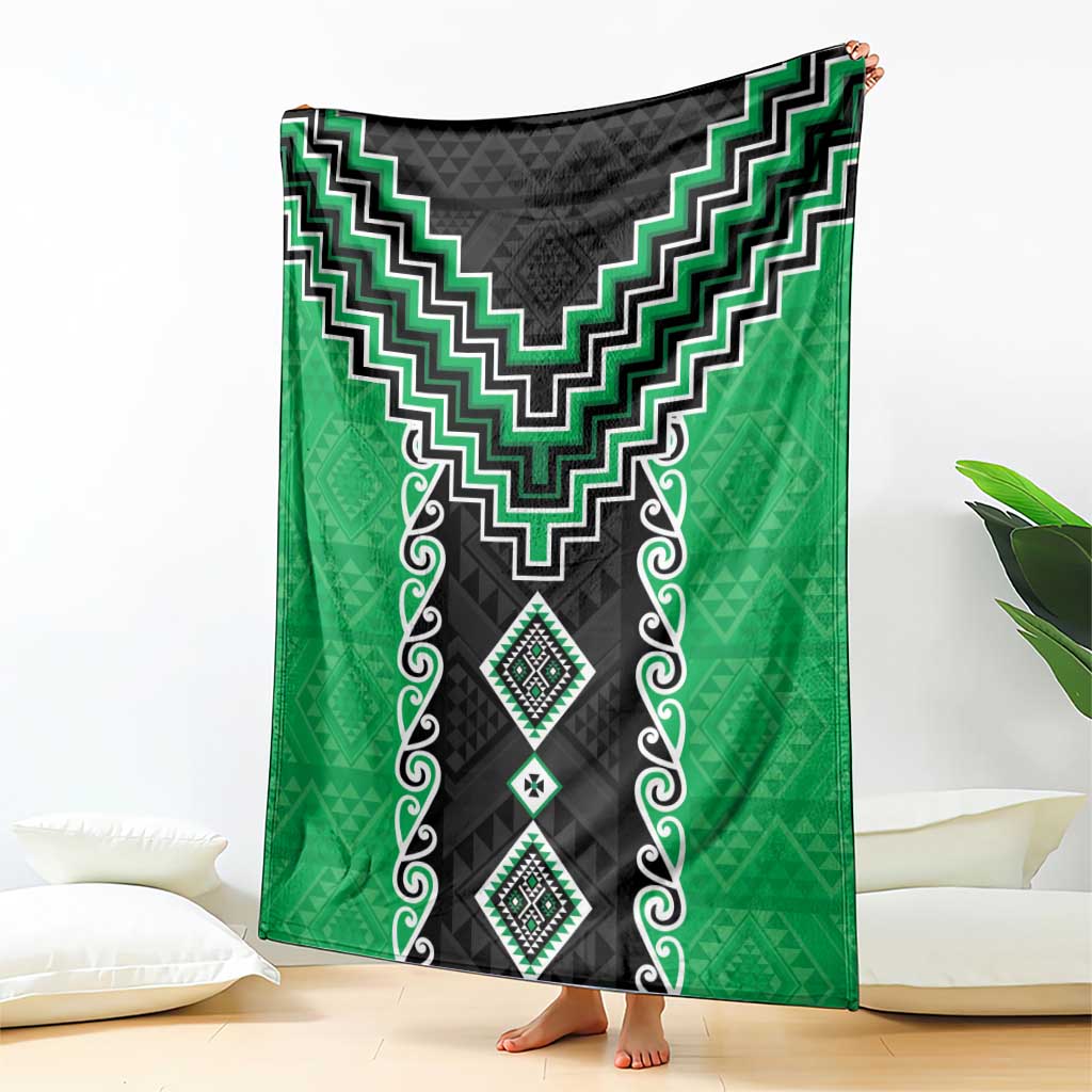 Green Niho Taniwha Mix Poutama Blanket Unique Taniko Aotearoa LT01 - Polynesian Pride
