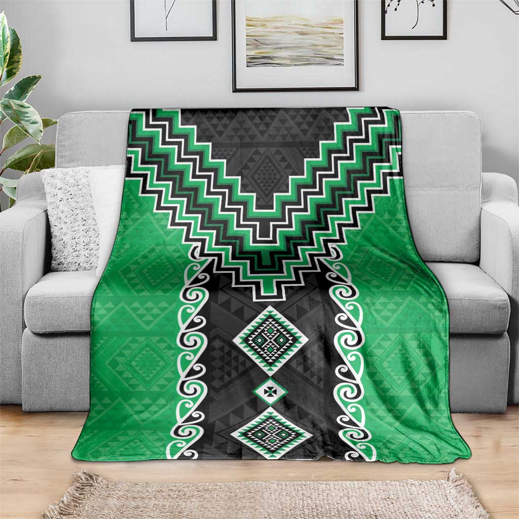 Green Niho Taniwha Mix Poutama Blanket Unique Taniko Aotearoa LT01 - Polynesian Pride