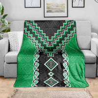 Green Niho Taniwha Mix Poutama Blanket Unique Taniko Aotearoa LT01 - Polynesian Pride