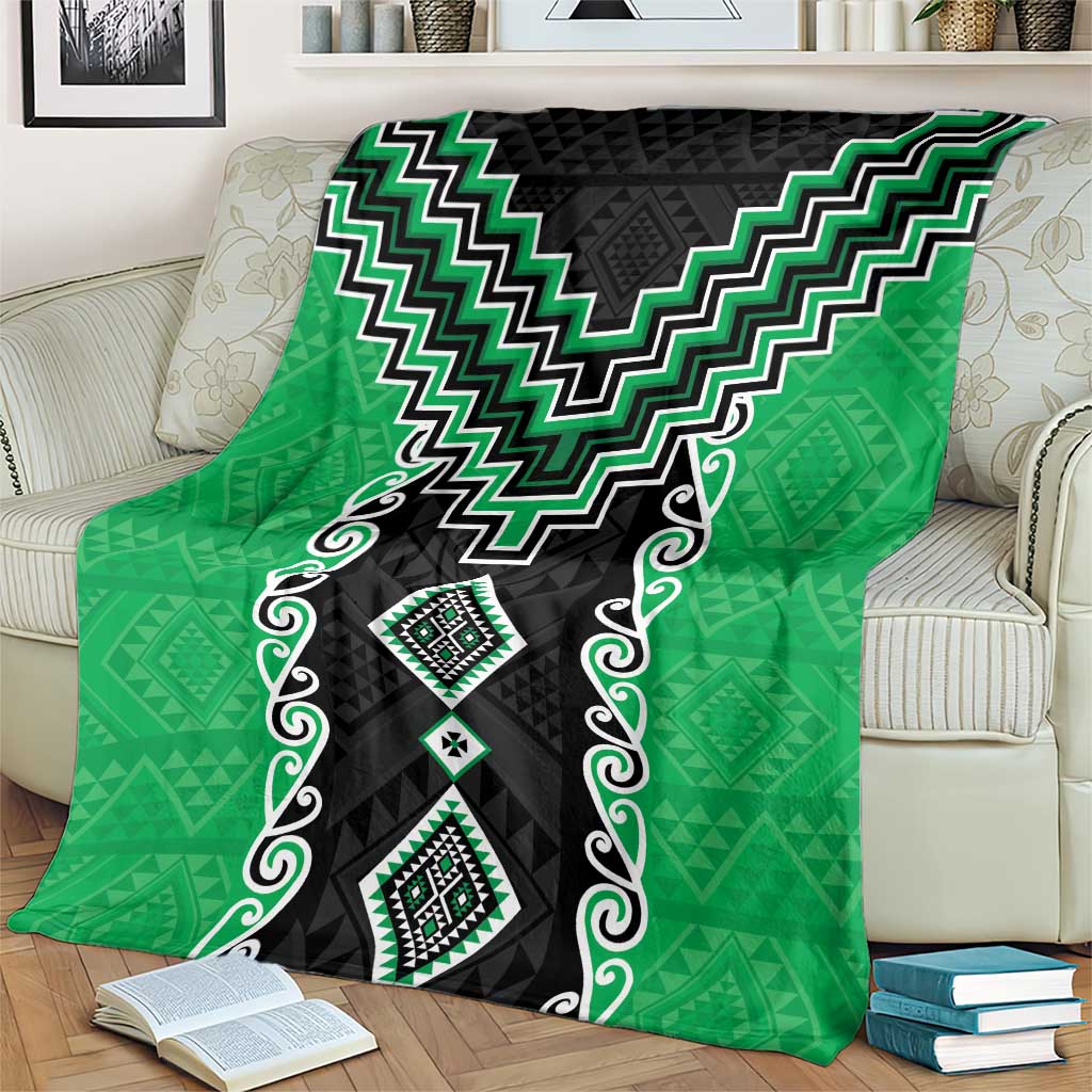 Green Niho Taniwha Mix Poutama Blanket Unique Taniko Aotearoa LT01 - Polynesian Pride