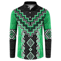 Green Niho Taniwha Mix Poutama Button Sweatshirt Unique Taniko Aotearoa LT01 Green - Polynesian Pride