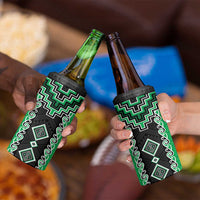 Green Niho Taniwha Mix Poutama 4 in 1 Can Cooler Tumbler Unique Taniko Aotearoa LT01 - Polynesian Pride