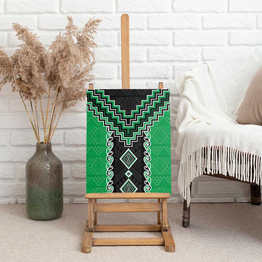 Green Niho Taniwha Mix Poutama Canvas Wall Art Unique Taniko Aotearoa LT01 - Polynesian Pride