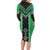 Green Niho Taniwha Mix Poutama Family Matching Long Sleeve Bodycon Dress and Hawaiian Shirt Unique Taniko Aotearoa