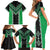 Green Niho Taniwha Mix Poutama Family Matching Short Sleeve Bodycon Dress and Hawaiian Shirt Unique Taniko Aotearoa