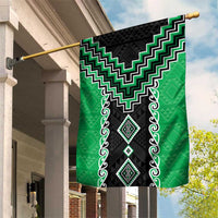 Green Niho Taniwha Mix Poutama Garden Flag Unique Taniko Aotearoa LT01 House Flag Green - Polynesian Pride
