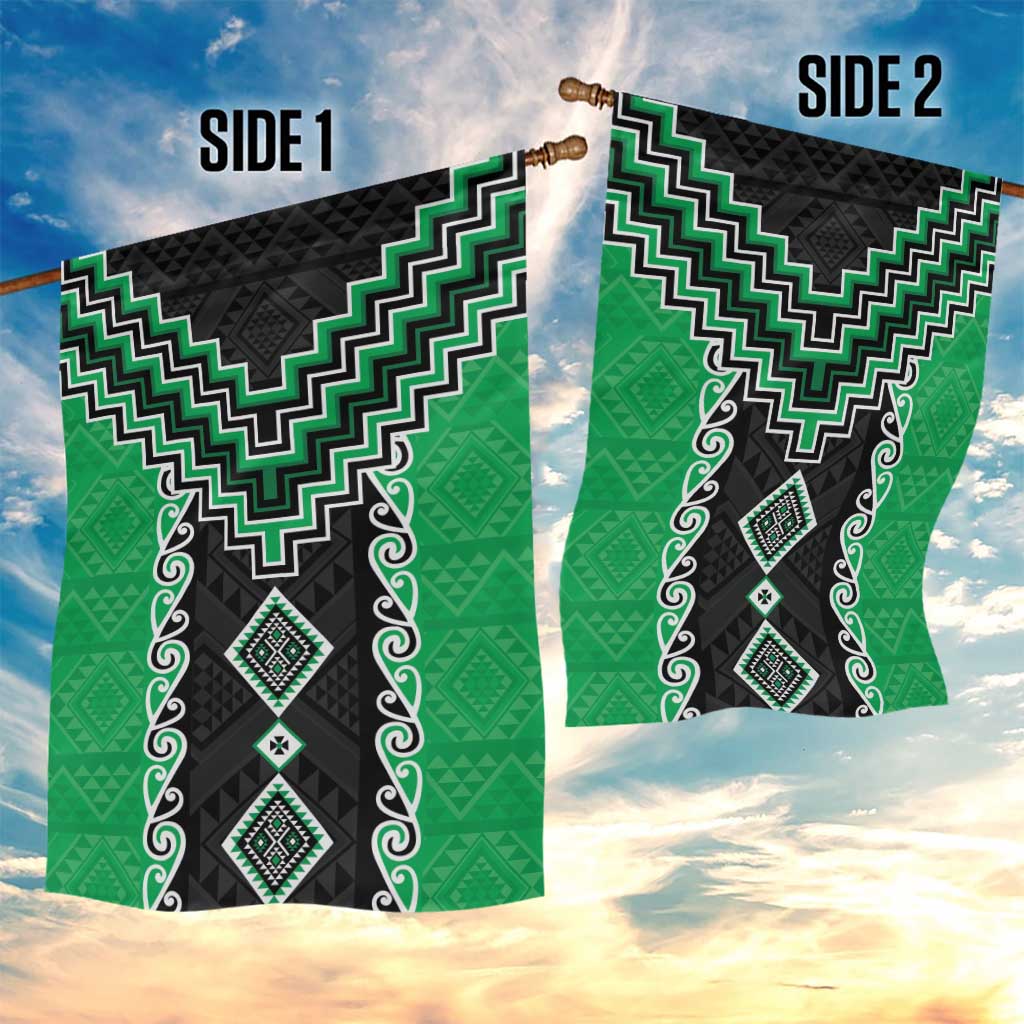 Green Niho Taniwha Mix Poutama Garden Flag Unique Taniko Aotearoa LT01 - Polynesian Pride