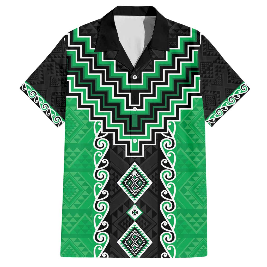 Green Niho Taniwha Mix Poutama Hawaiian Shirt Unique Taniko Aotearoa LT01 Green - Polynesian Pride