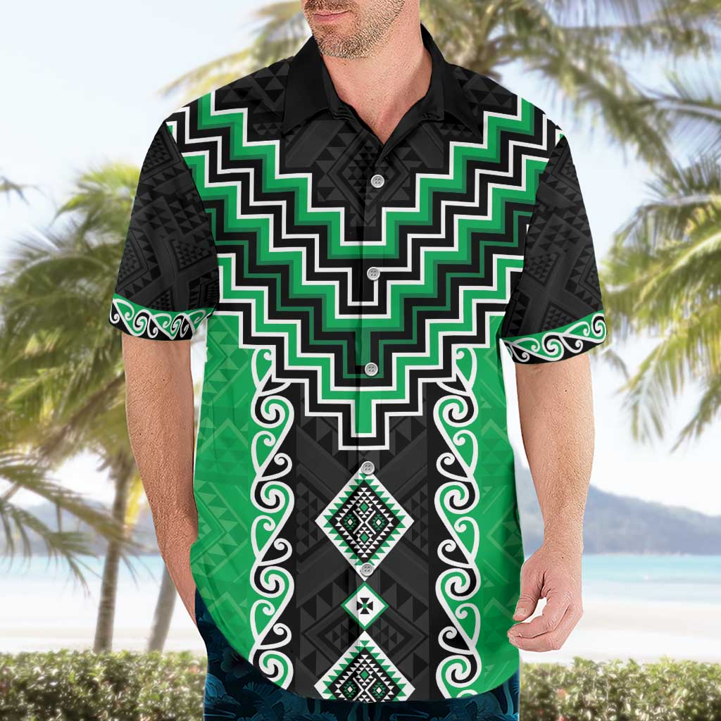 Green Niho Taniwha Mix Poutama Hawaiian Shirt Unique Taniko Aotearoa LT01 - Polynesian Pride