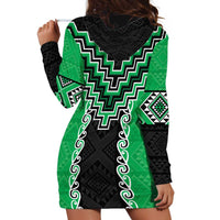 Green Niho Taniwha Mix Poutama Hoodie Dress Unique Taniko Aotearoa LT01 - Polynesian Pride