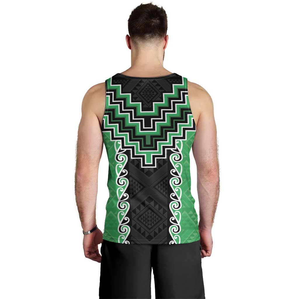 Green Niho Taniwha Mix Poutama Men Tank Top Unique Taniko Aotearoa LT01 - Polynesian Pride