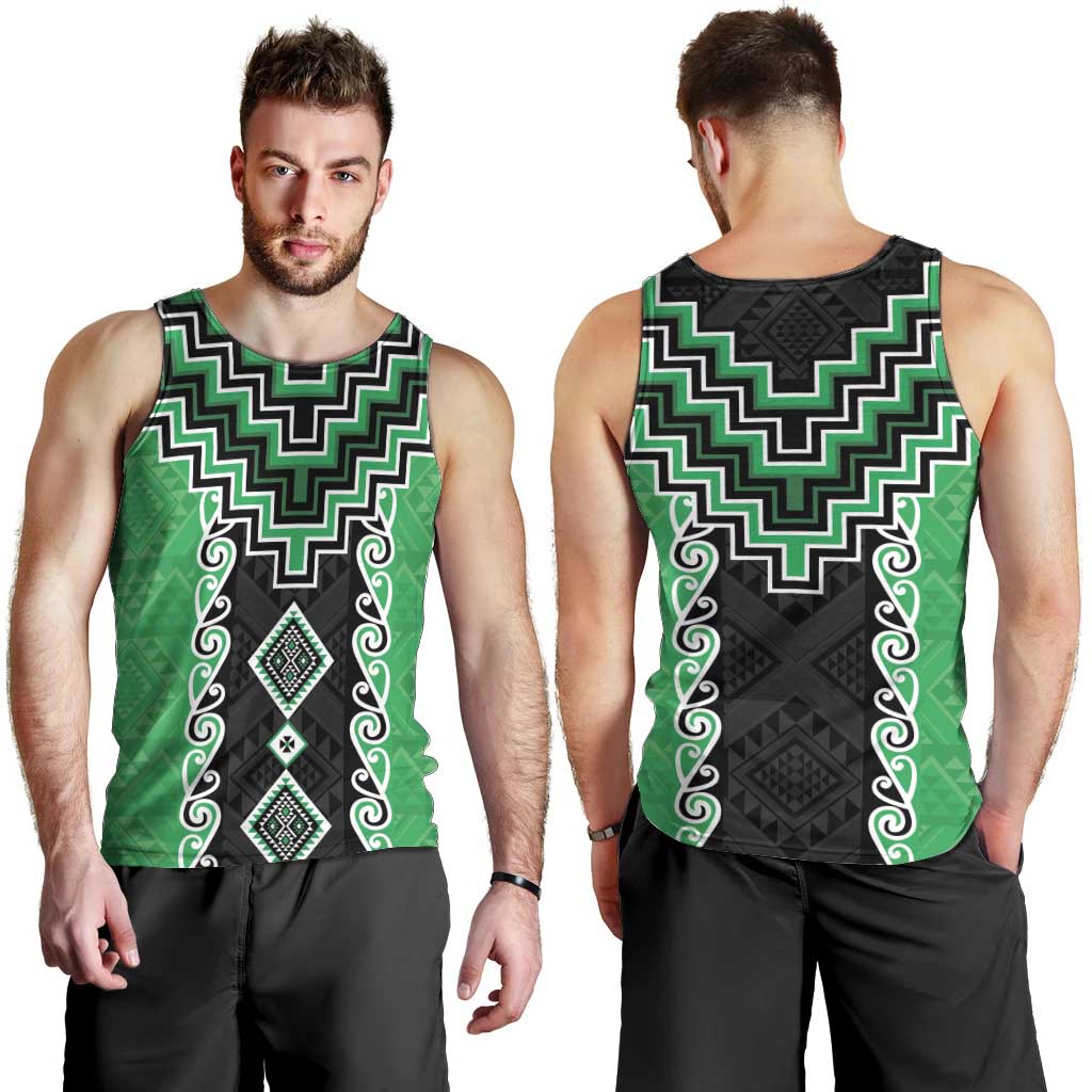 Green Niho Taniwha Mix Poutama Men Tank Top Unique Taniko Aotearoa LT01 - Polynesian Pride