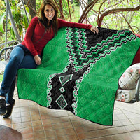 Green Niho Taniwha Mix Poutama Quilt Unique Taniko Aotearoa