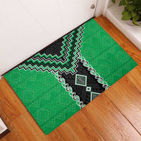 Green Niho Taniwha Mix Poutama Rubber Doormat Unique Taniko Aotearoa LT01 - Polynesian Pride