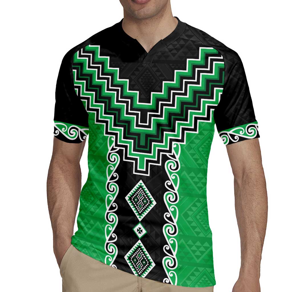 Green Niho Taniwha Mix Poutama Rugby Jersey Unique Taniko Aotearoa LT01 - Polynesian Pride