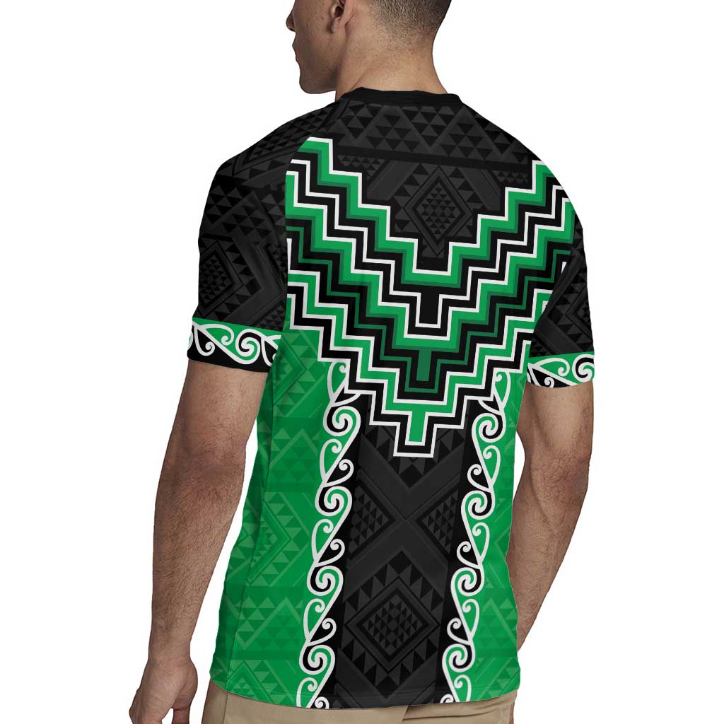 Green Niho Taniwha Mix Poutama Rugby Jersey Unique Taniko Aotearoa LT01 - Polynesian Pride