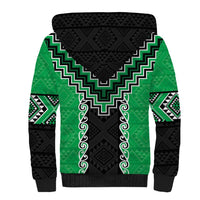 Green Niho Taniwha Mix Poutama Sherpa Hoodie Unique Taniko Aotearoa LT01 - Polynesian Pride