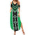 Green Niho Taniwha Mix Poutama Summer Maxi Dress Unique Taniko Aotearoa