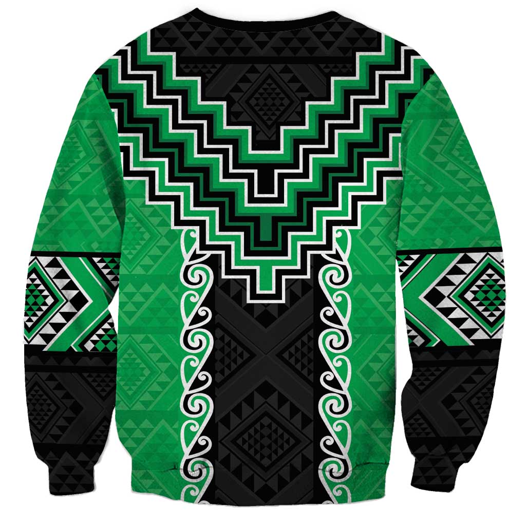 Green Niho Taniwha Mix Poutama Sweatshirt Unique Taniko Aotearoa LT01 - Polynesian Pride