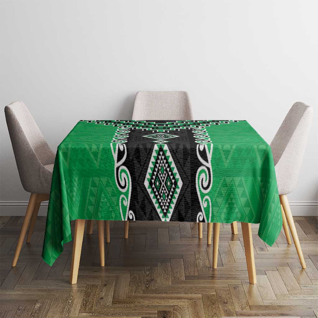Green Niho Taniwha Mix Poutama Tablecloth Unique Taniko Aotearoa LT01 - Polynesian Pride