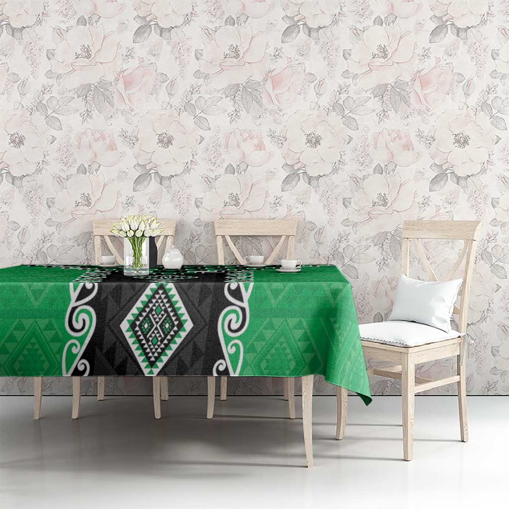 Green Niho Taniwha Mix Poutama Tablecloth Unique Taniko Aotearoa LT01 - Polynesian Pride